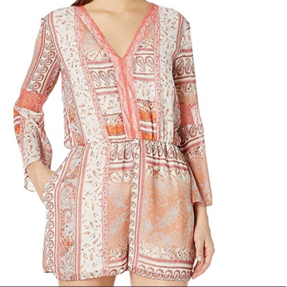 Bcbgeneration Printed Lace Insert Romper - image 1